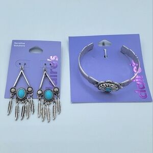 Claire's Silver & Turquoise Jewelry Set NEW #0015